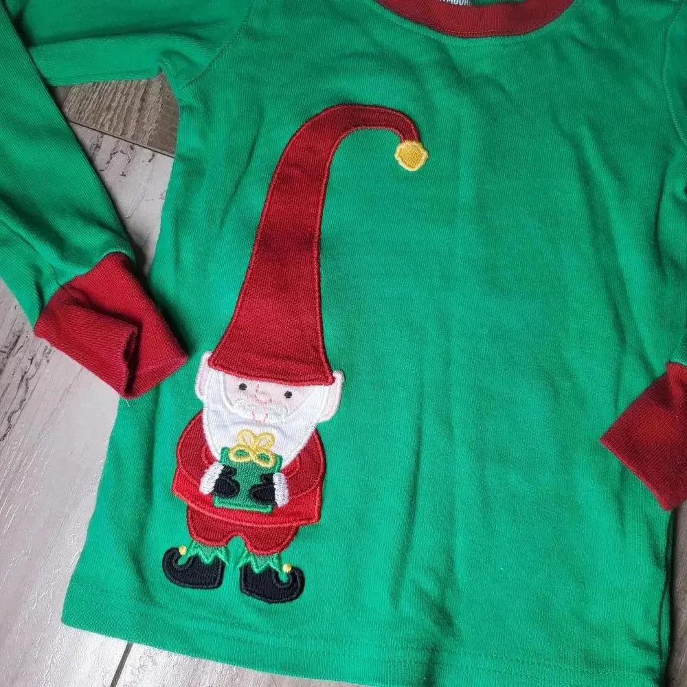 Gymboree Size 2t Matching Elf Pajama Set Red & Green Striped Christmas PJs EUC